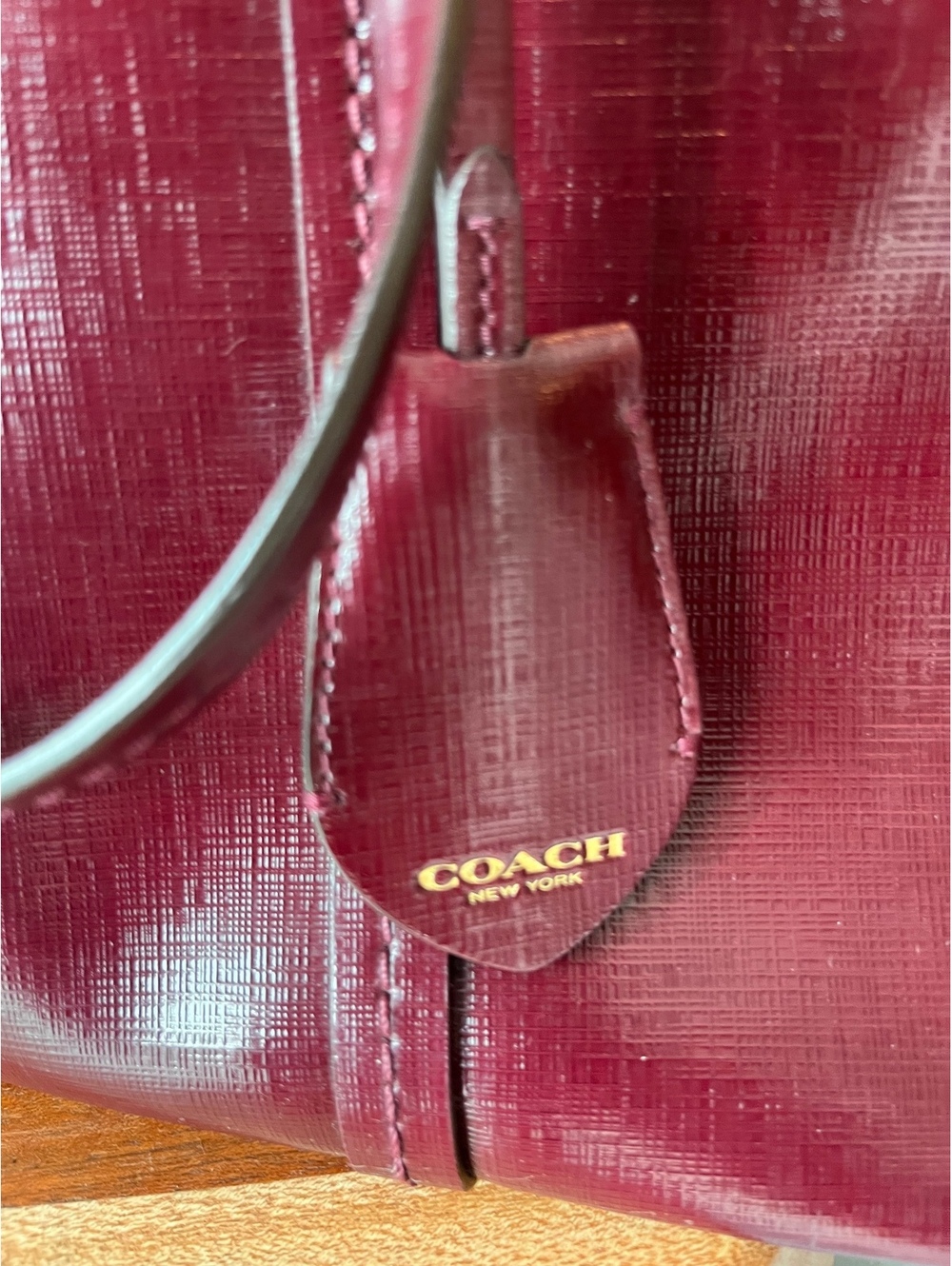 COACH Burgundy Saffiano Leather Peyton Cora Domed Satchel & Crossbody Bag F25671 - Picture 8 of 16